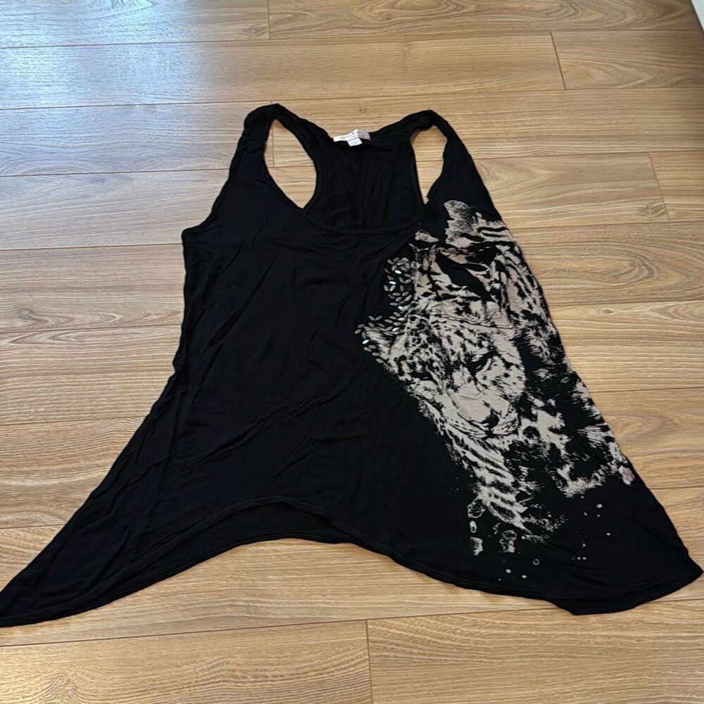 Romeo and Juliet Couture Black Flowy Tank‎ Top Size Large